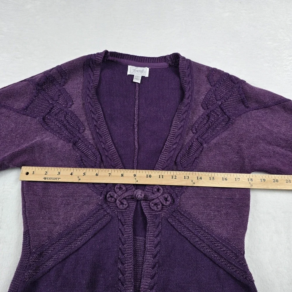 Foxcroft Cardigan Sweater Purple Tonal Design Knit 3/4 Sleeve Women's Small - Picture 9 of 11